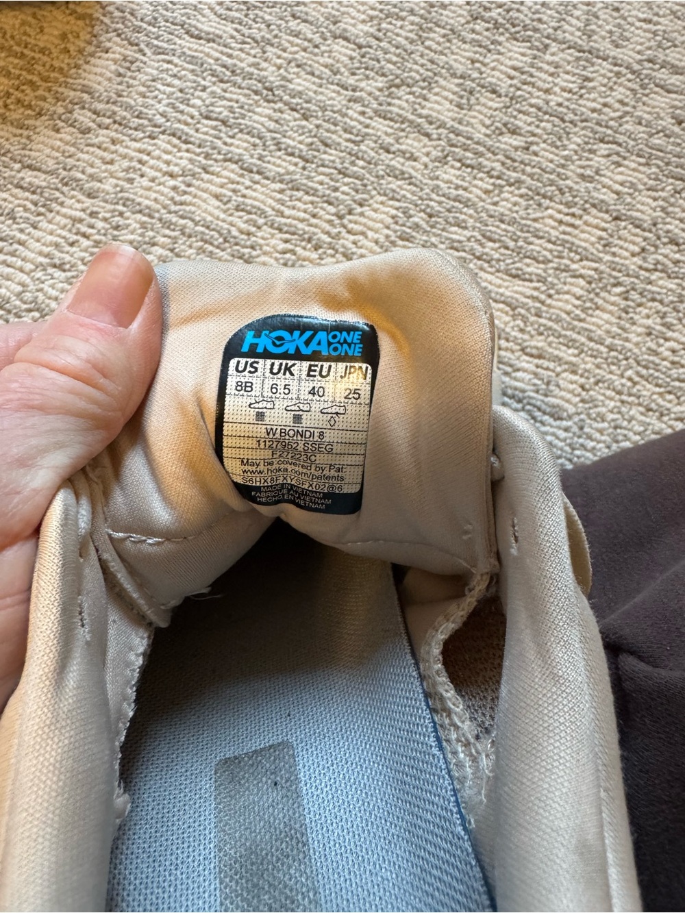 Hoka Bondi 8 Neutral Beige Women's Athletic Sneakers - Picture 6 of 6